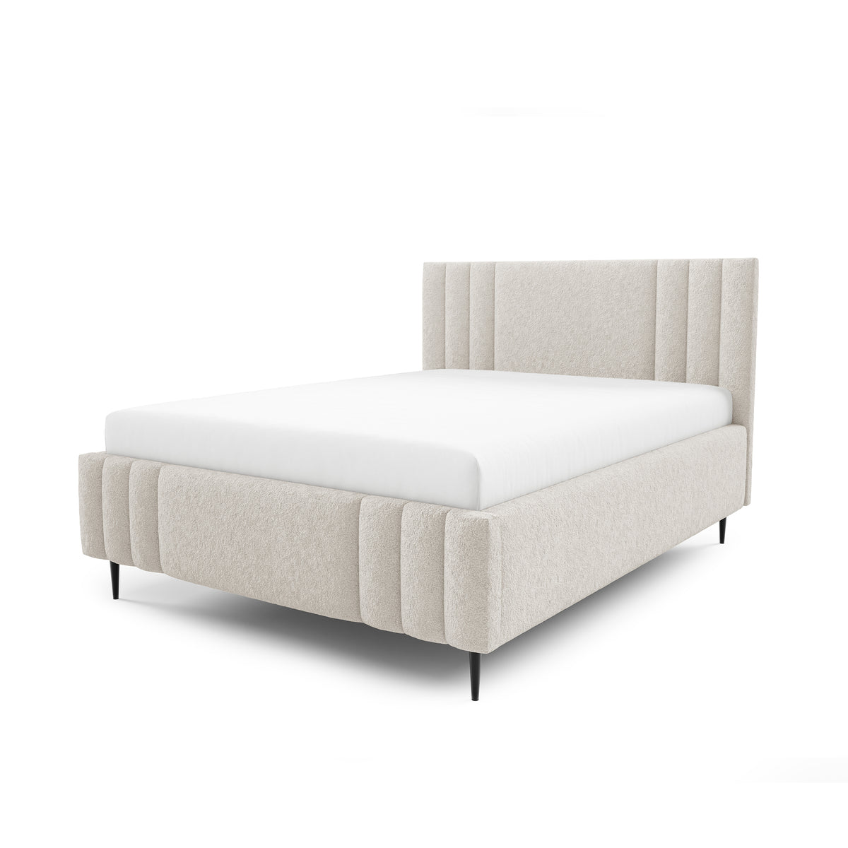 Falda Upholstered Ottoman Bed with Storage, Various Sizes in Elegant Style, Lambi Fabric – Sandy Linen (LAMBI 05)