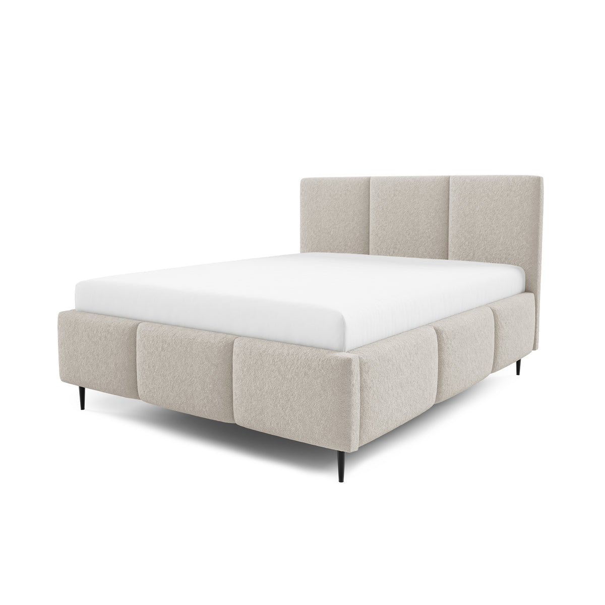 Melora Upholstered Ottoman Bed with Storage, Various Sizes in Modern Style, Lambi Fabric – Sandy Linen (LAMBI 05)