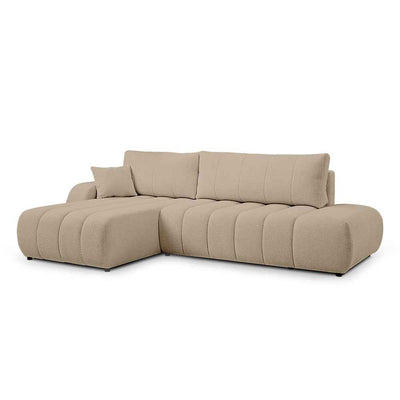 Baloa Corner Sofa Bed DL 276 cm, Modern Style – Left-sided, Velvet Beige (LAMBI 06)