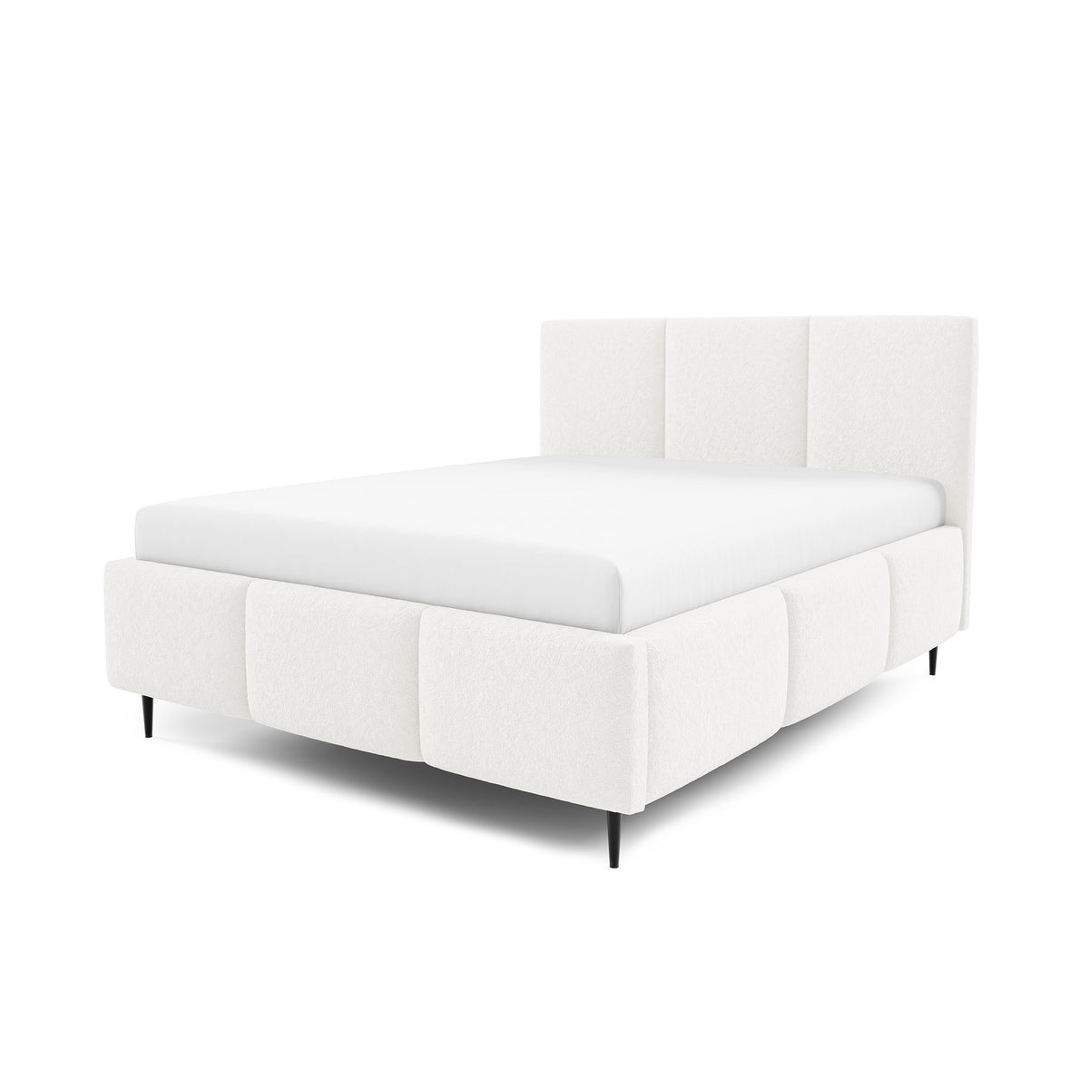 Melora Upholstered Ottoman Bed with Storage, Various Sizes in Modern Style, Lambi Fabric – Morning Mist (LAMBI 07)