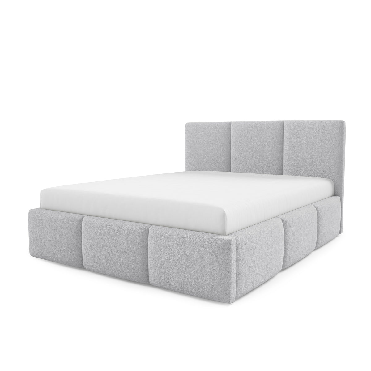 Melora Upholstered Ottoman Bed with Storage, Various Sizes in Modern Style, Lambi Fabric – Ash Glow (LAMBI 11)