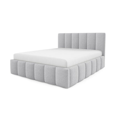 Nerom Quilted Upholstered Ottoman Bed with Bedding Storage, Various Sizes in Elegant Style, Lambi Fabric – Ash Glow (LAMBI 11)