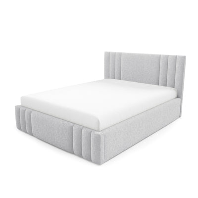 Falda Upholstered Ottoman Bed with Storage, Various Sizes in Elegant Style, Lambi Fabric – Ash Glow (LAMBI 11)