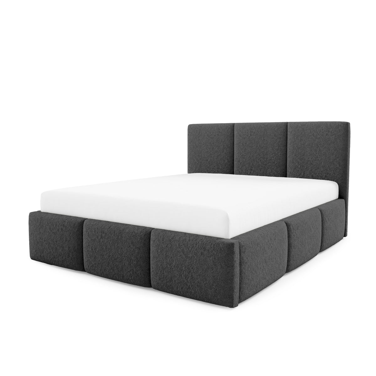 Melora Upholstered Ottoman Bed with Storage, Various Sizes in Modern Style, Lambi Fabric – Pearl Gray (LAMBI 12)