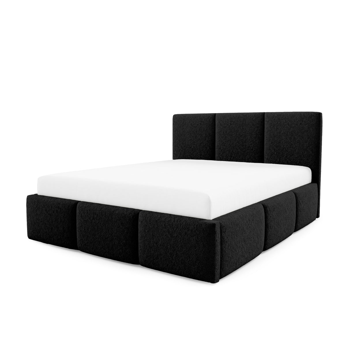 Melora Upholstered Ottoman Bed with Storage, Various Sizes in Modern Style, Lambi Fabric – Onyx (LAMBI 13)