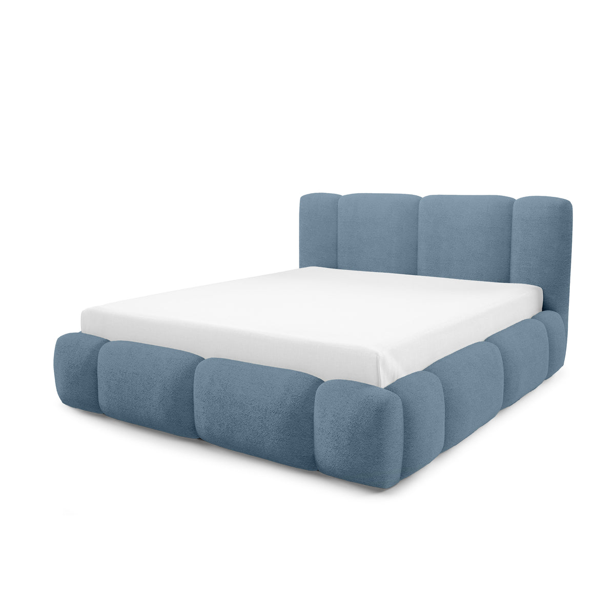 Neria Upholstered Ottoman Bed with Storage, Various Sizes in Japandi Style – Gray Blue Morning (LAMBI 16)
