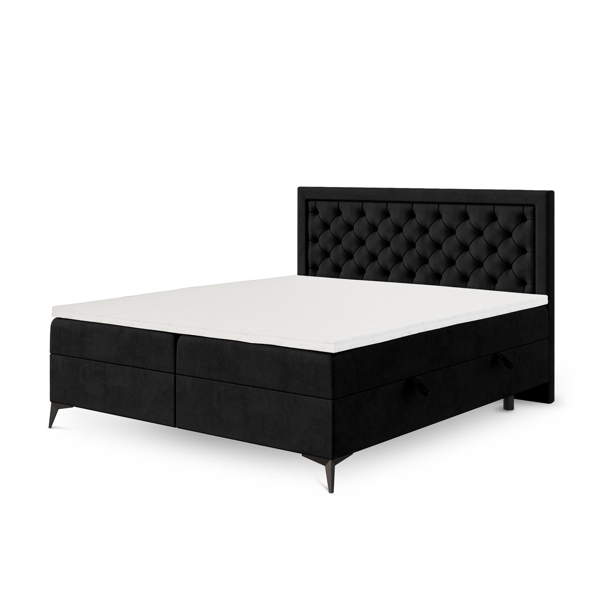 Rosselia Quilted Continental Divan Bed with Two Storage Compartments, Glamour Style – 120x200, Velvet Black (MAGIC VELVET 2219)