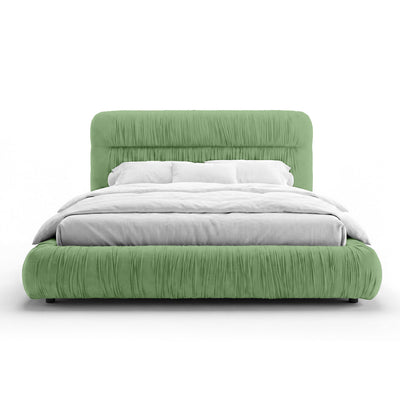 Drapori Upholstered Pleated Ottoman Bed with Storage, Modern Style – Spring Sage (MAGIC VELVET 2236)
