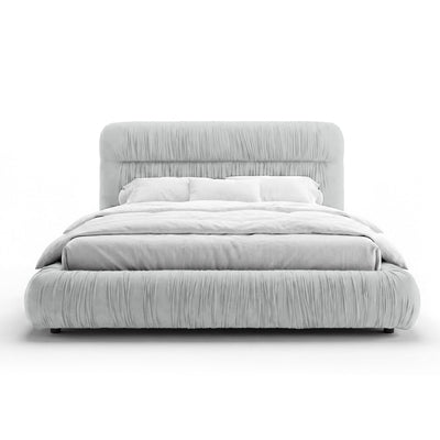 Drapori Upholstered Pleated Ottoman Bed with Storage, Modern Style – Icy Mist (MAGIC VELVET 2239)