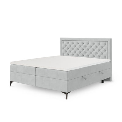 Rosselia Quilted Continental Divan Bed with Two Storage Compartments, Glamour Style – 140x200, Icy Mist (MAGIC VELVET 2239)