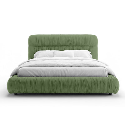 Drapori Upholstered Pleated Ottoman Bed with Storage, Modern Style – Forest Moss (MAGIC VELVET 2243)
