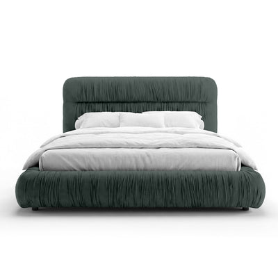 Drapori Upholstered Pleated Ottoman Bed with Storage, Modern Style – Steel Graphite (MAGIC VELVET 2271)