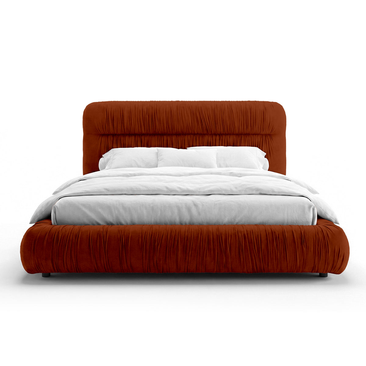 Drapori Upholstered Pleated Ottoman Bed with Storage, Modern Style – Copper Terra (MAGIC VELVET 2285)