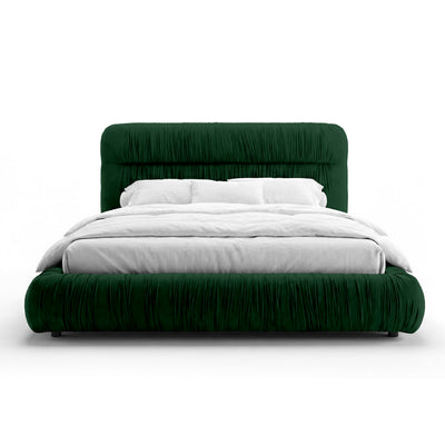 Drapori Upholstered Pleated Ottoman Bed with Storage, Modern Style – Emerald Depth (MAGIC VELVET 2292)