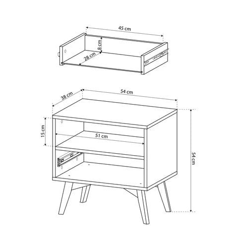 Mandala Bedside Table with Drawer and Open Shelf 54x54 cm, Boho Style – photo 14