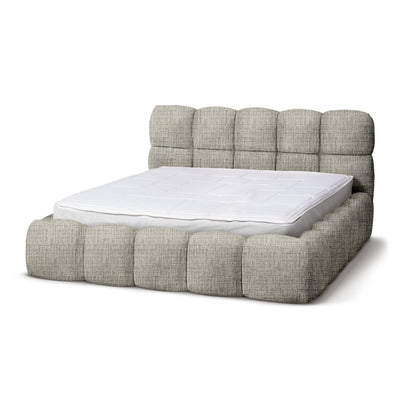 Mevy Upholstered Ottoman Bed with Storage, Minimalist Style – Blurry Beige (MISCANTO 20), 200