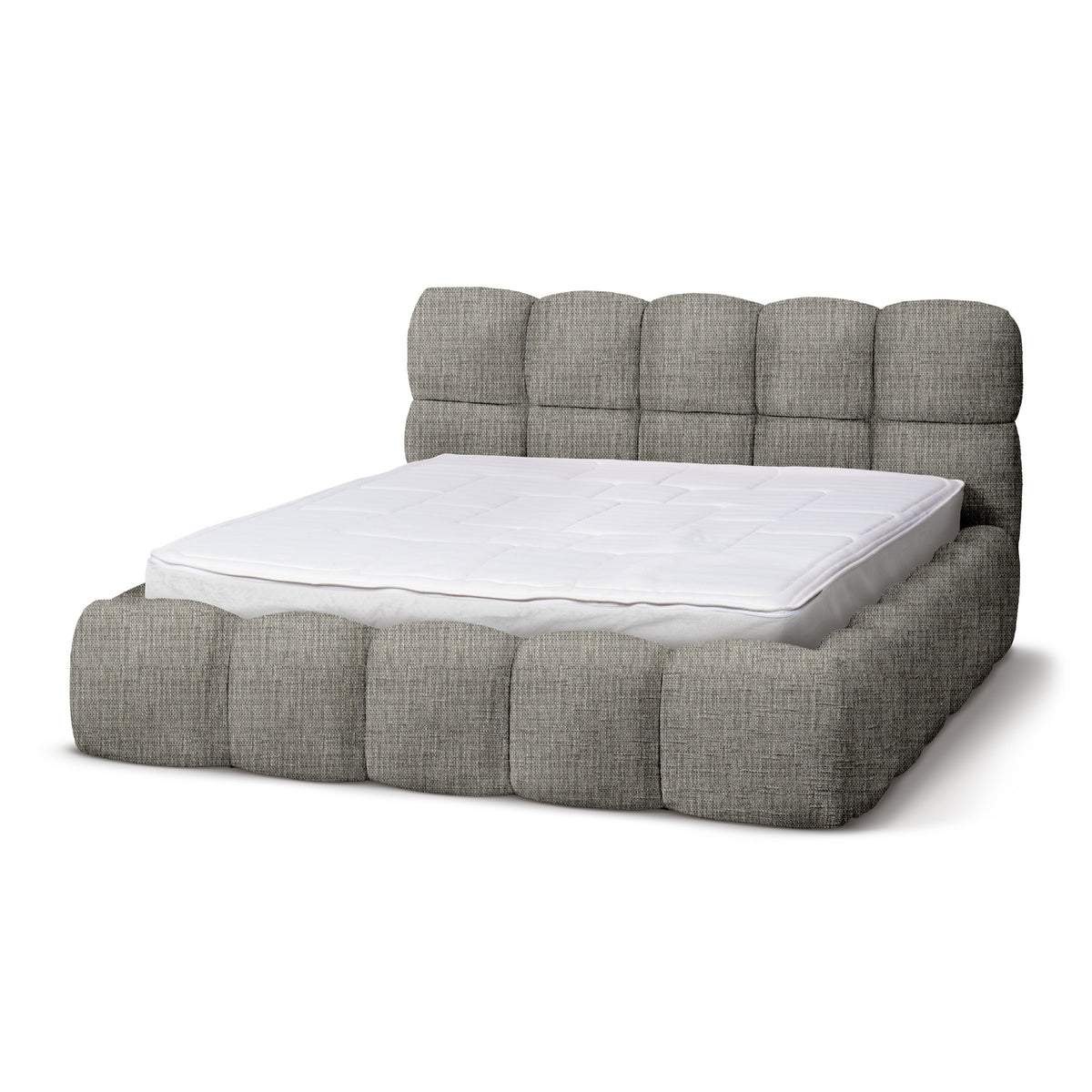 Mevy Upholstered Ottoman Bed with Storage, Minimalist Style – Granite Fog (MISCANTO 35), 200