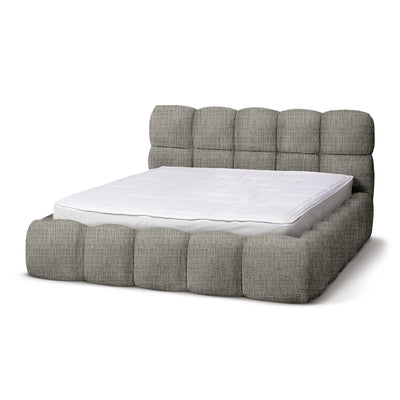 Mevy Upholstered Ottoman Bed with Storage, Minimalist Style – Granite Fog (MISCANTO 35), 200
