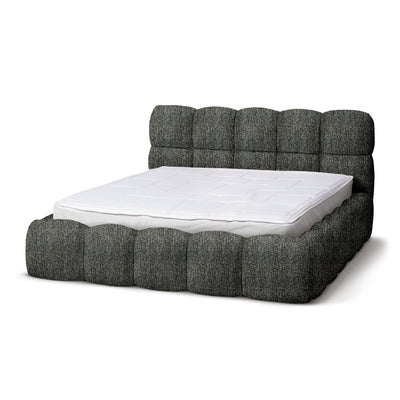 Mevy Upholstered Ottoman Bed with Storage, Minimalist Style – Graphite Mirror (MISCANTO 50), 200