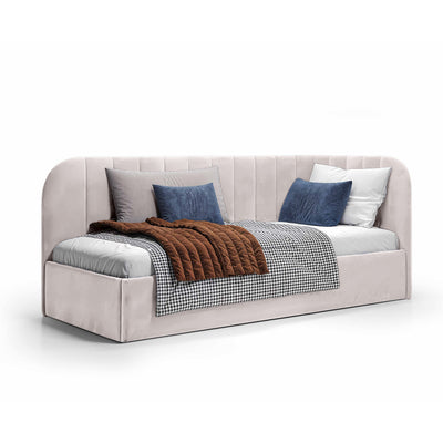 Mily Corner Ottoman Bed with Storage 101x212, Scandinavian Style – Left, Alabaster Glow (SALVADOR 16)