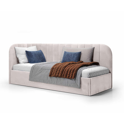 Mily Corner Ottoman Bed with Storage 101x212, Scandinavian Style – Right, Alabaster Glow (SALVADOR 16)