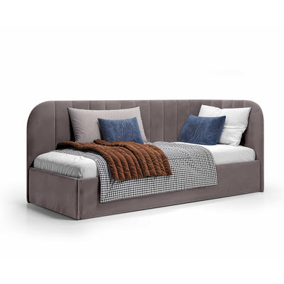 Mily Corner Ottoman Bed with Storage 101x212, Scandinavian Style – Left, Pumice Gray (SALVADOR 18)