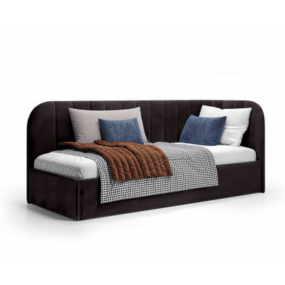 Mily Corner Ottoman Bed with Storage 101x212, Scandinavian Style – Left, Basalt Black (SALVADOR 19)