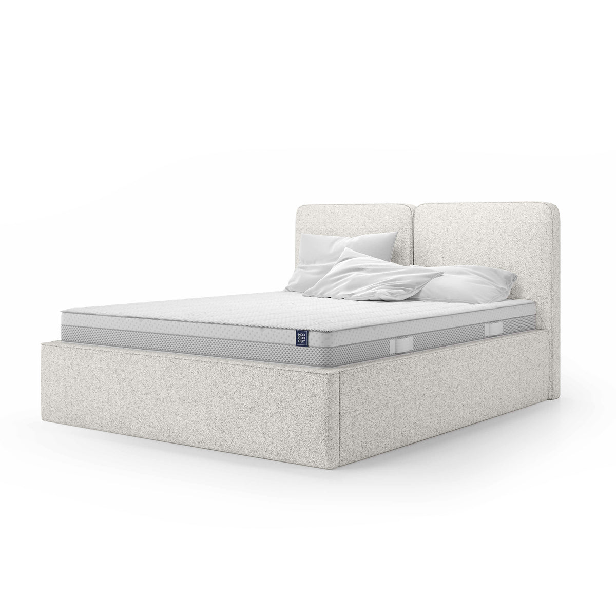 Mokka Upholstered Ottoman Bed with Storage, Modern Style – Porcelain White (ARAGON 01), 140 200