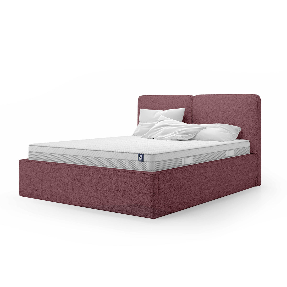 Mokka Upholstered Ottoman Bed with Storage, Modern Style – Burgundy Matte (ARAGON 69), 200
