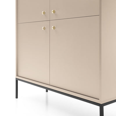 Kviat Sideboard 104x126, Vintage Style – Four Doors, Gold Handles, Metal Legs – photo 6