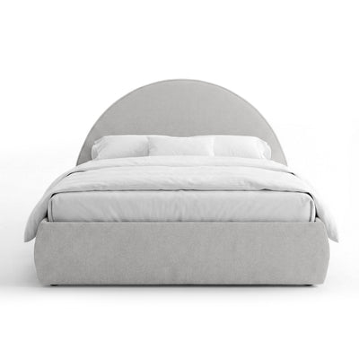 Orizo Upholstered Ottoman Bed with Storage and a Semicircular Headboard, Modern Style – Silver Stone (NOELLE 04)