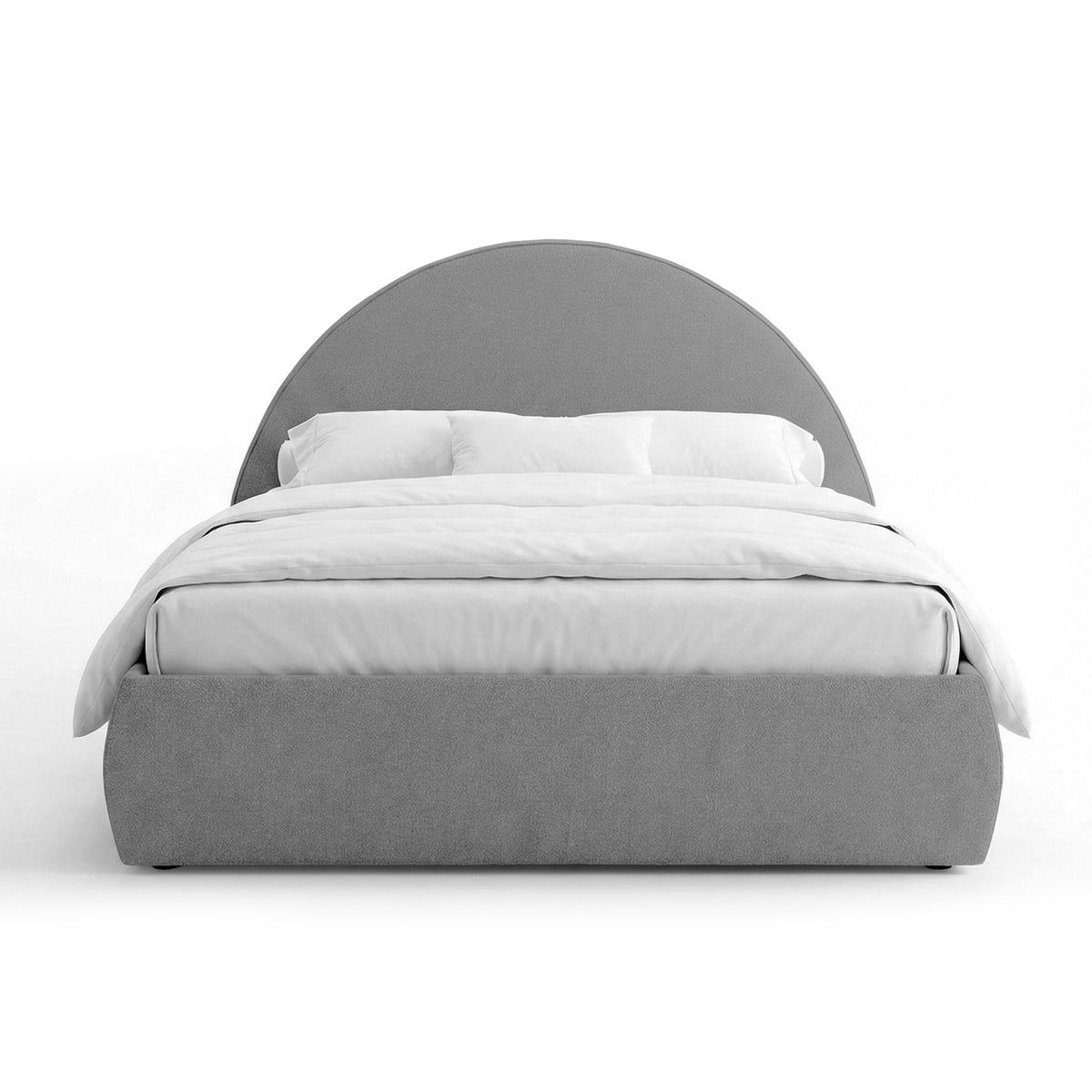 Orizo Upholstered Ottoman Bed with Storage and a Semicircular Headboard, Modern Style – Graphite Veil (NOELLE 09)