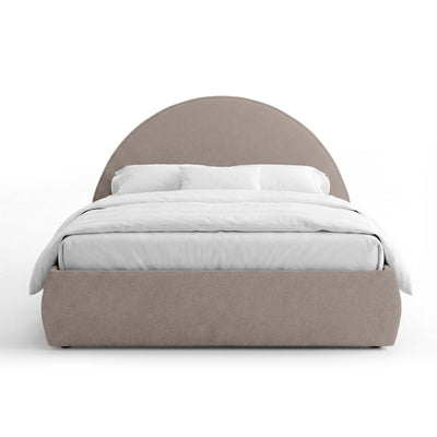 Orizo Upholstered Ottoman Bed with Storage and a Semicircular Headboard, Modern Style – Truffle Stone (NOELLE 33)