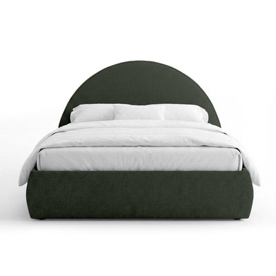 Orizo Upholstered Ottoman Bed with Storage and a Semicircular Headboard, Modern Style – Forest Ebony (NOELLE 77)