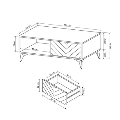 Nirwana Coffee Table 104x40 cm with Drawer, Industrial Style – photo 6