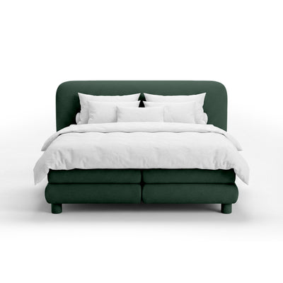 Portela Continental Divan Bed with a Rounded Headboard, Modern Organic Style – 200x200, Forest Malachite (OPULENCE 13)