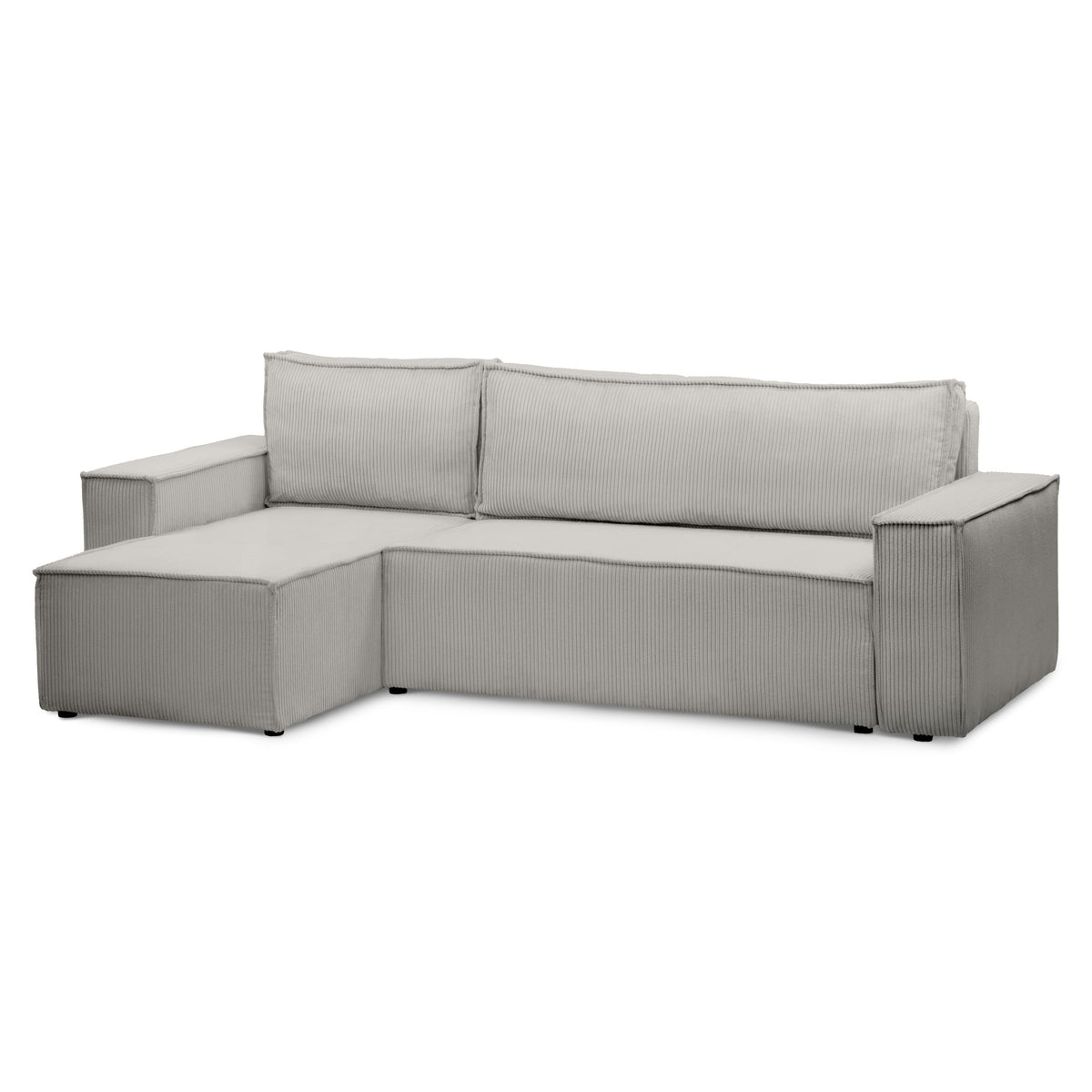 Agi 3 Seater Reversible Corner Sofa Bed 200x142–154, Loft Style – Ash White (POSO 110), Universal