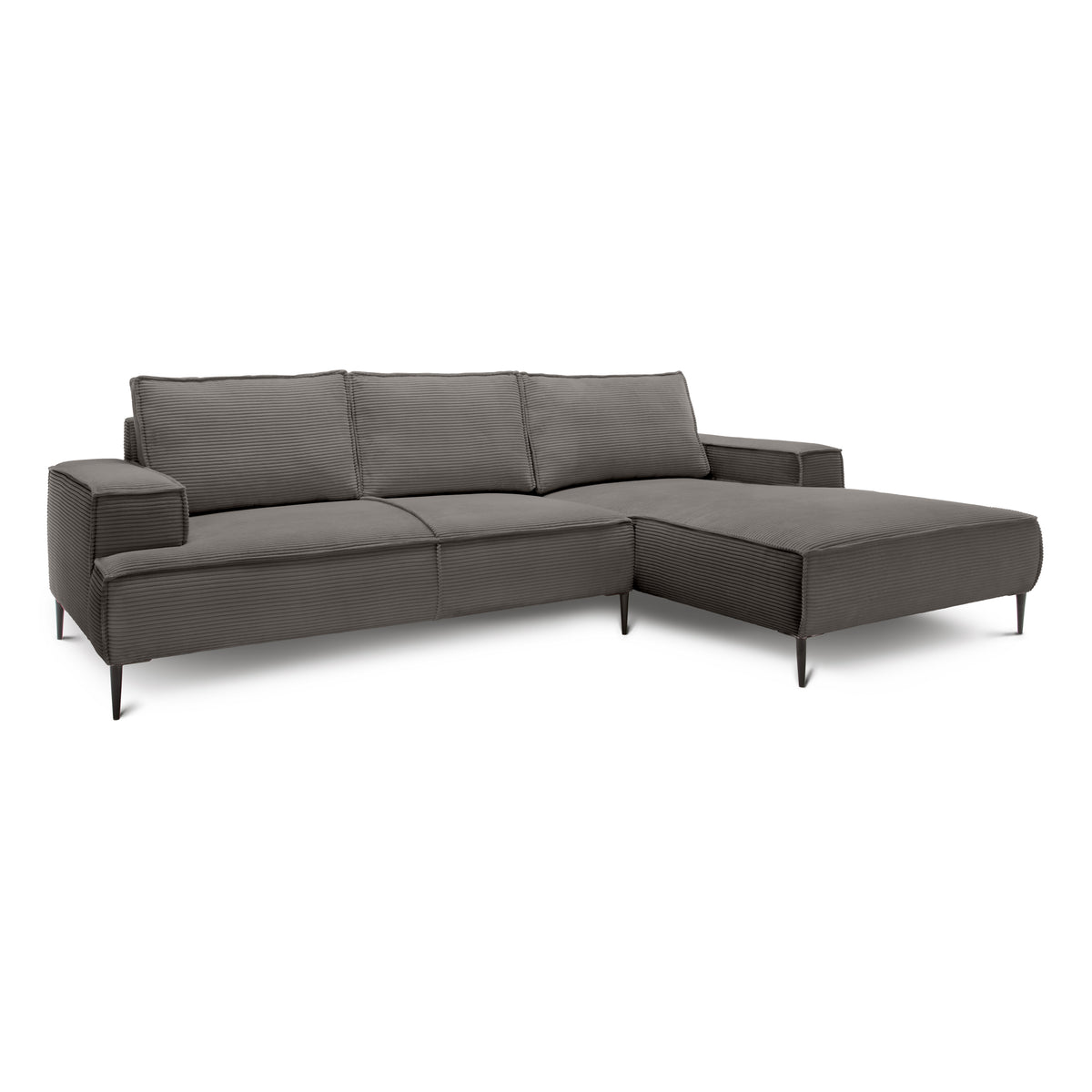 May 3 Seater Corner Sofa 275 cm, Modern Classic Style – Brown Graphite (POSO 120), Right-handed