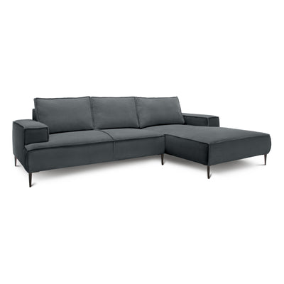 May 3 Seater Corner Sofa 275 cm, Modern Classic Style – Graphite Moss (POSO 60), Right-handed