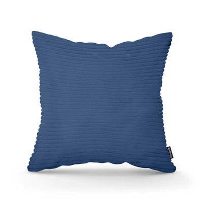 Wide Corduroy Decorative Cushion 45x45 cm, Scandinavian and Boho Style – Navy Blue Graphite (POSO 05)