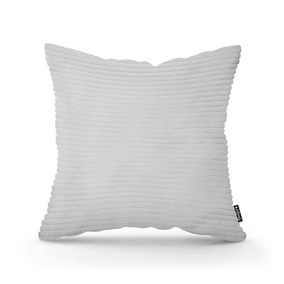 Wide Corduroy Decorative Cushion 45x45 cm, Scandinavian and Boho Style – Ash White (POSO 110)