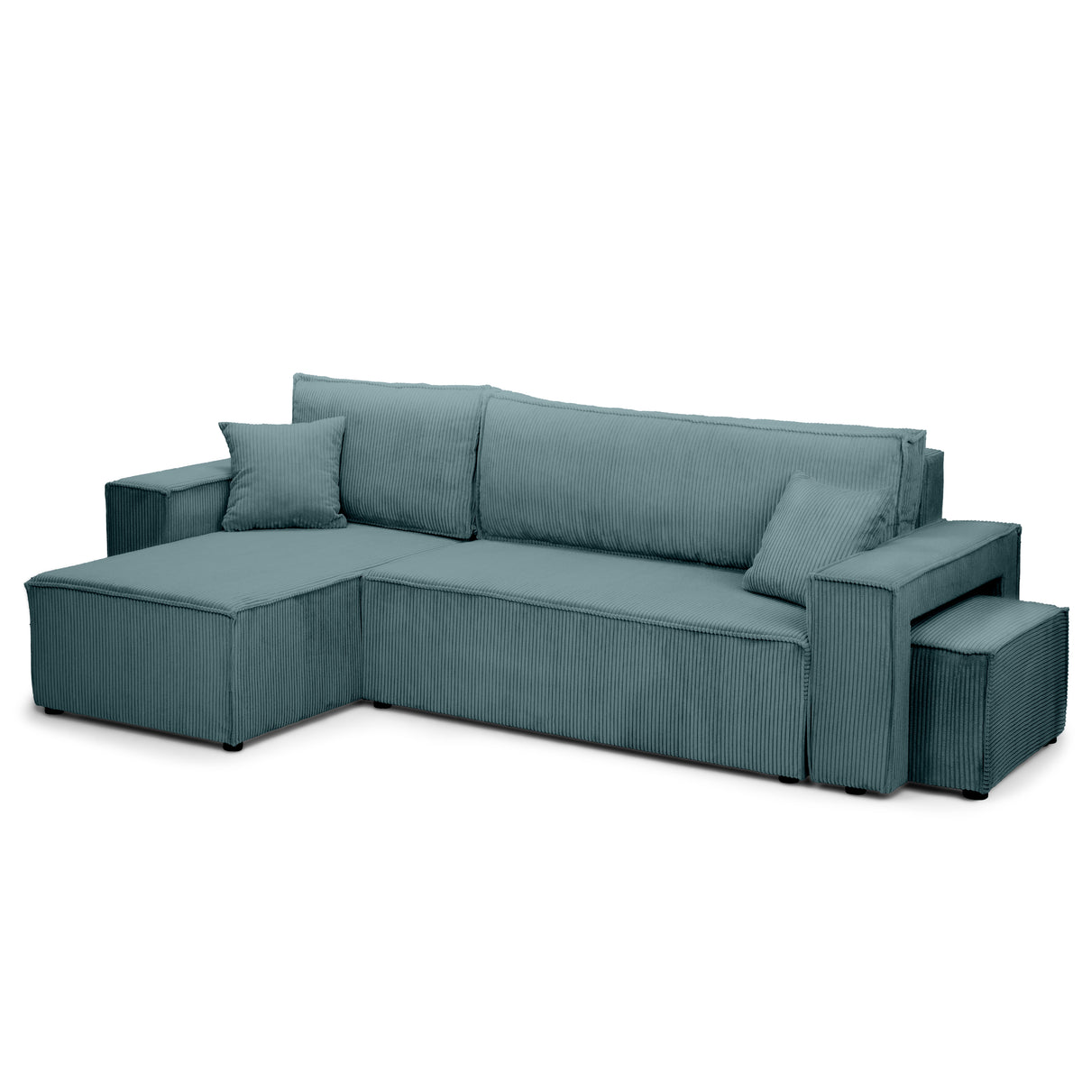 Klara Reversible Corner Sofa Bed with Pouffe – Deep Graphite corduroy (POSO 125)