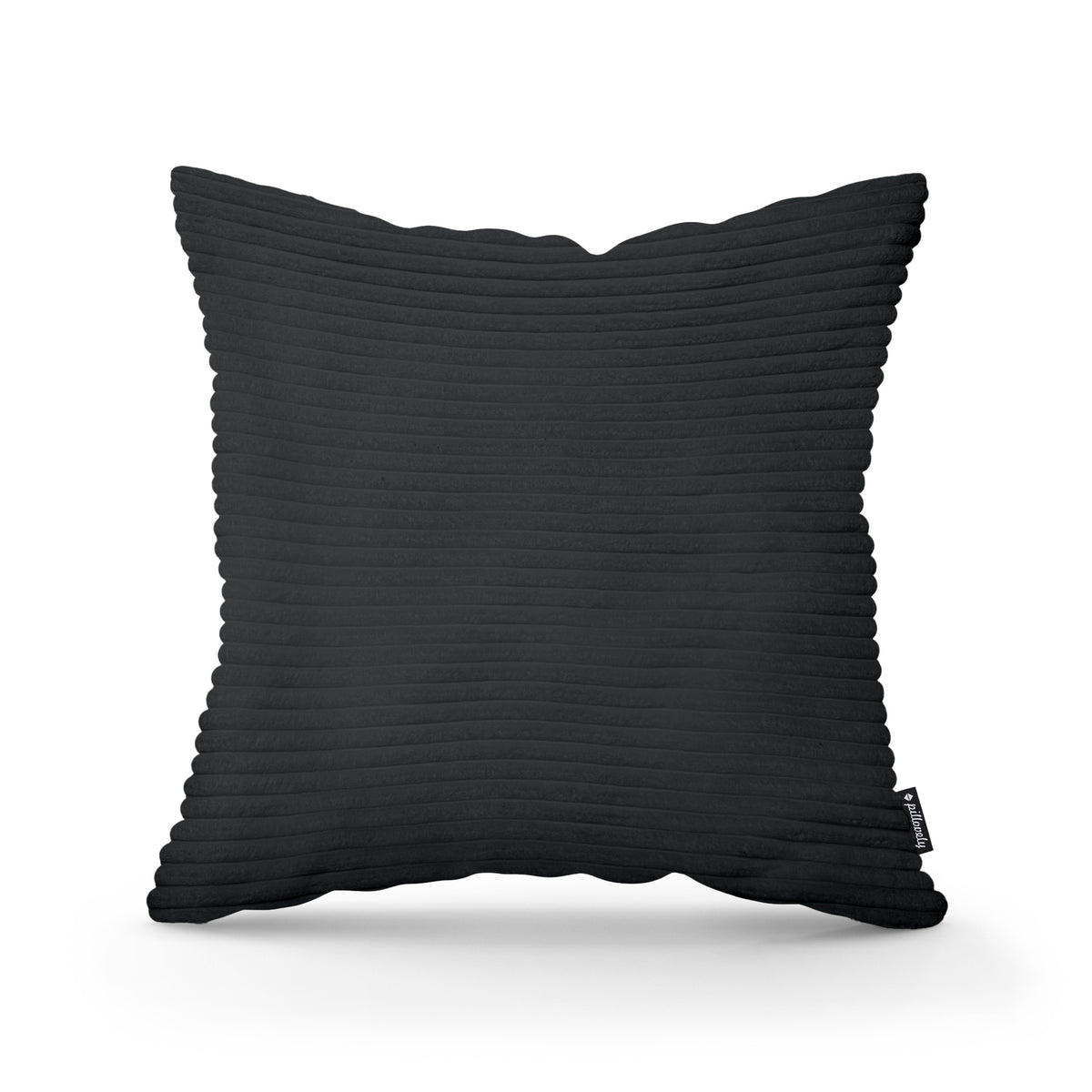 Wide Corduroy Decorative Cushion 45x45 cm, Scandinavian and Boho Style – Coal (POSO 135)