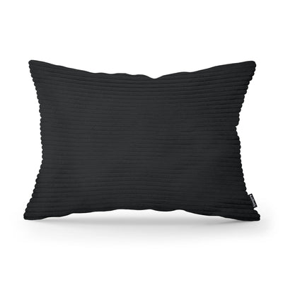 Wide Corduroy Decorative Cushion 40x55 cm, Vintage Style – Coal (POSO 135)