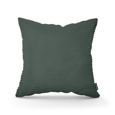 Wide Corduroy Decorative Cushion 45x45 cm, Scandinavian and Boho Style – Forest Green (POSO 14)