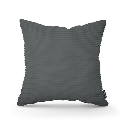 Wide Corduroy Decorative Cushion 45x45 cm, Scandinavian and Boho Style – Anthracite (POSO 34)