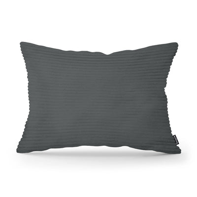 Wide Corduroy Decorative Cushion 40x55 cm, Vintage Style – Anthracite (POSO 34)
