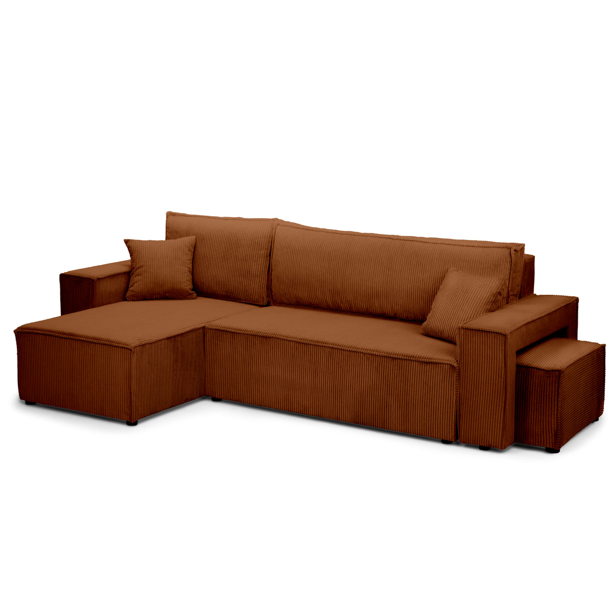 Klara Reversible Corner Sofa Bed with Pouffe, Modern Style – Mahogany (POSO 40), Universal
