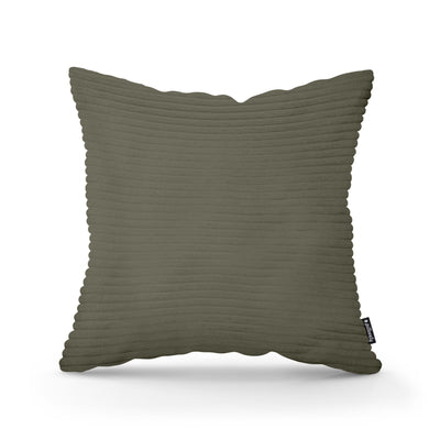 Wide Corduroy Decorative Cushion 45x45 cm, Scandinavian and Boho Style – Green Oak (POSO 46)