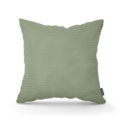 Wide Corduroy Decorative Cushion 45x45 cm, Scandinavian and Boho Style – Gray-Green (POSO 47)
